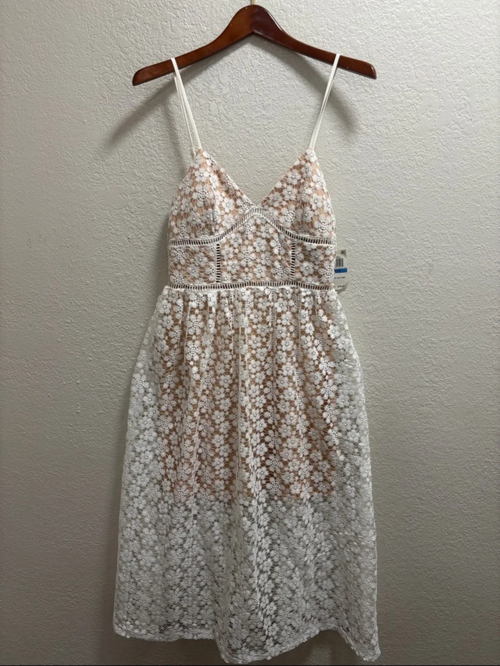 b darlin white lace dress B Darlin Juniors' Sweetheart Neck Mini Dress - Ivory/Cream